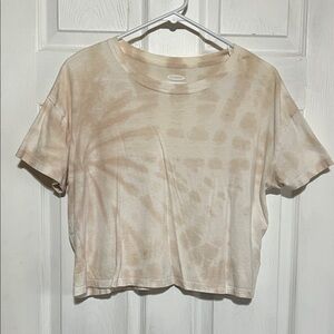 Old Navy Cream Tie-Dye Crop Short Sleeve Tee